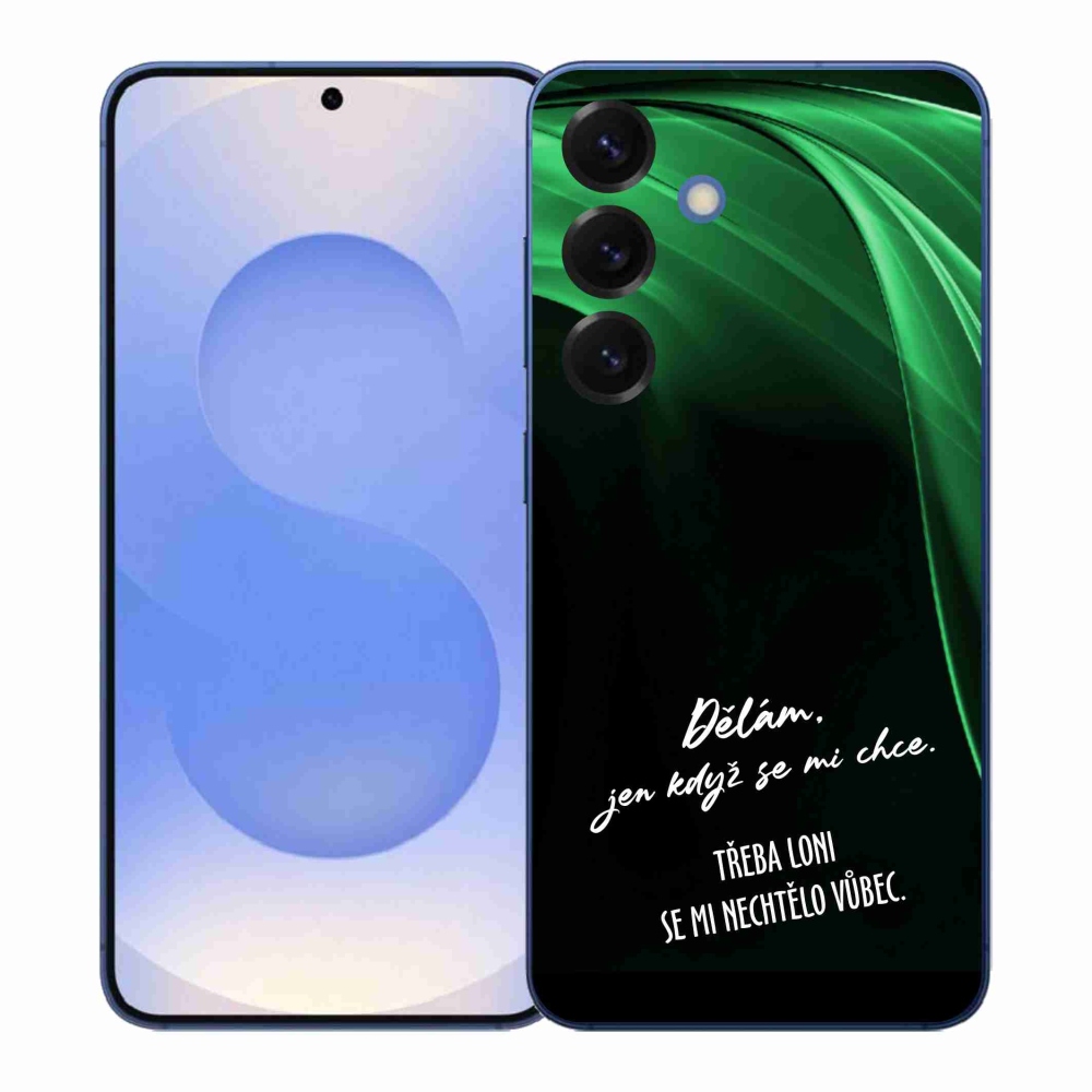 Gelový kryt mmCase na Samsung Galaxy S26+ - vtipný text 12 černé pozadí