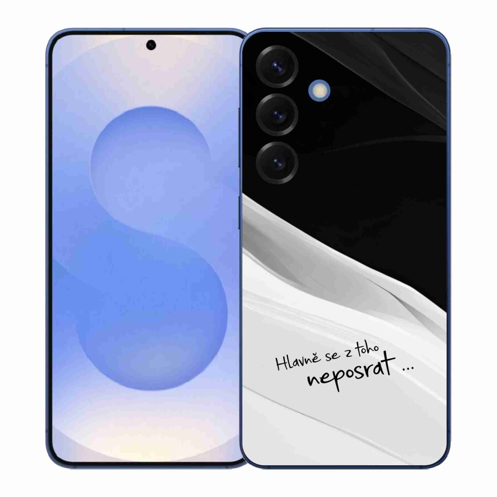 Gelový kryt mmCase na Samsung Galaxy S26+ - vtipný text 13 bíločerné pozadí