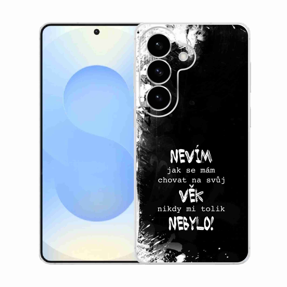 Gelový kryt mmCase na Samsung Galaxy S26  - vtipný text 14 černé pozadí
