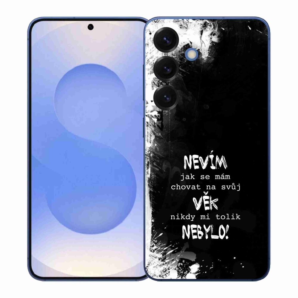 Gelový kryt mmCase na Samsung Galaxy S26+ - vtipný text 14 černé pozadí