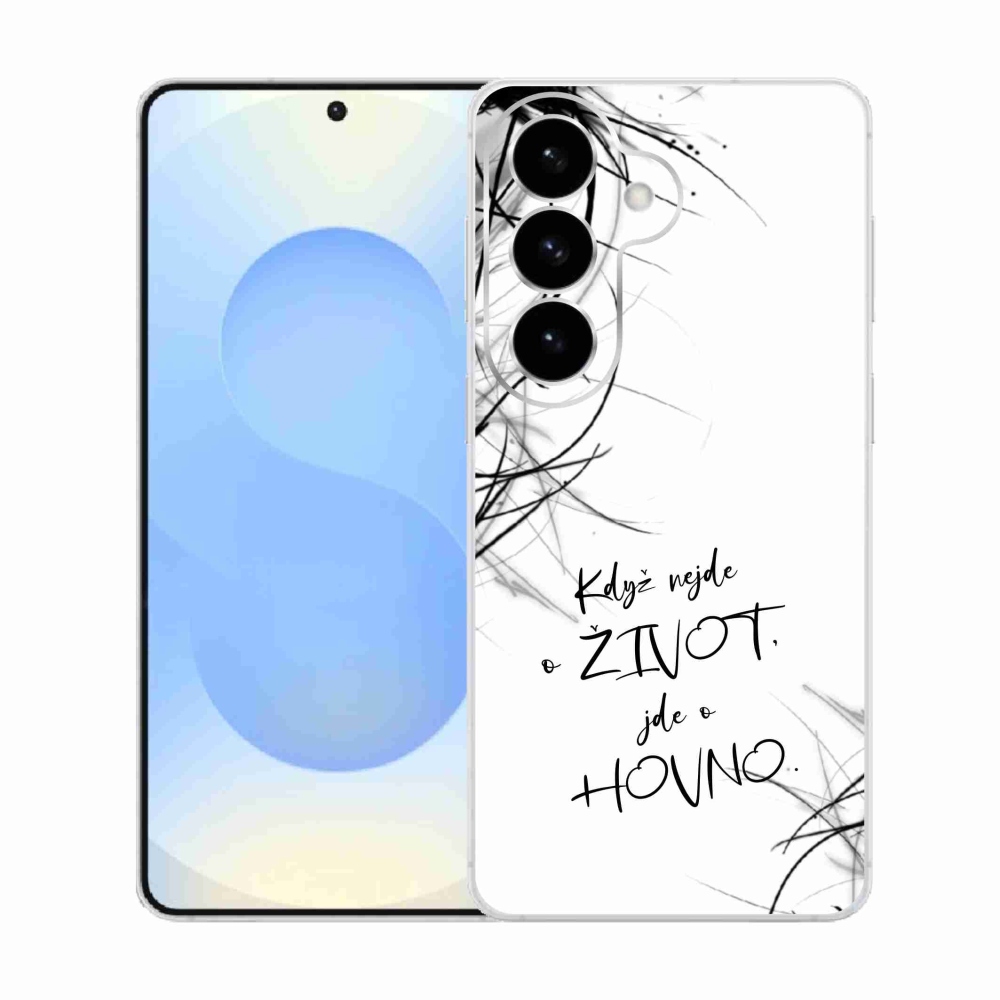 Gelový kryt mmCase na Samsung Galaxy S26  - vtipný text 16 bílé pozadí