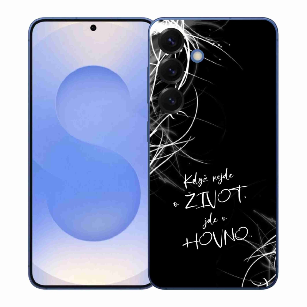 Gelový kryt mmCase na Samsung Galaxy S26+ - vtipný text 16 černé pozadí