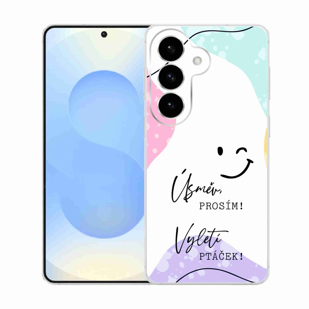 Gelový kryt mmCase na Samsung Galaxy S26  - vtipný text 4 bílé pozadí