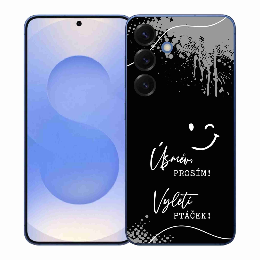 Gelový kryt mmCase na Samsung Galaxy S26+ - vtipný text 4 černé pozadí