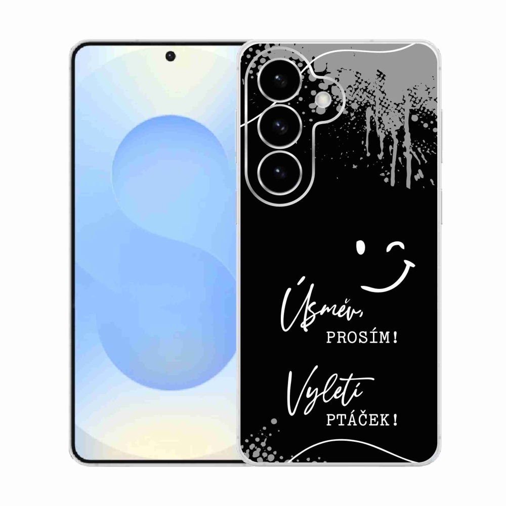 Gelový kryt mmCase na Samsung Galaxy S26  - vtipný text 4 černé pozadí