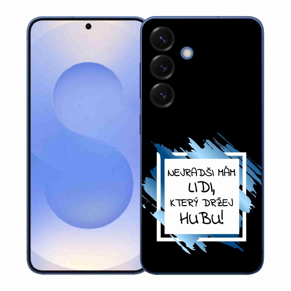 Gelový kryt mmCase na Samsung Galaxy S26+ - vtipný text 7 bíločerné pozadí