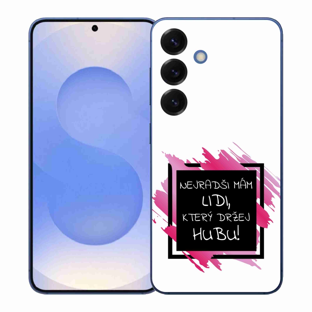 Gelový kryt mmCase na Samsung Galaxy S26+ - vtipný text 7 černobílé pozadí