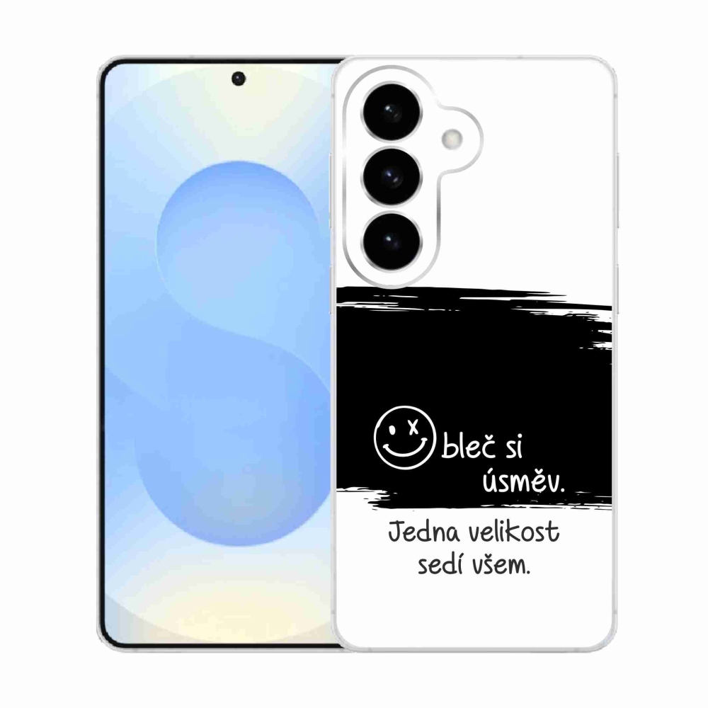 Gelový kryt mmCase na Samsung Galaxy S26  - vtipný text 8 černobílé pozadí