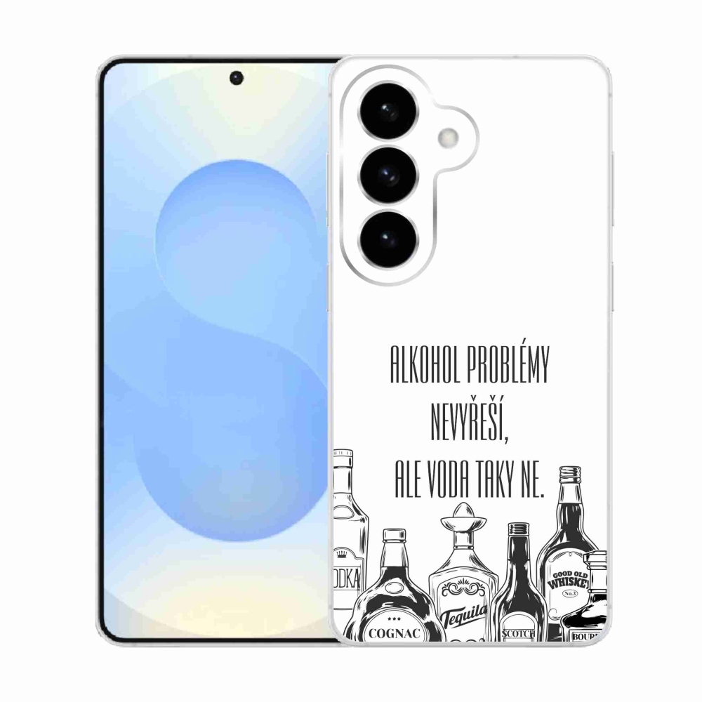 Gelový kryt mmCase na Samsung Galaxy S26  - vtipný text bílé pozadí