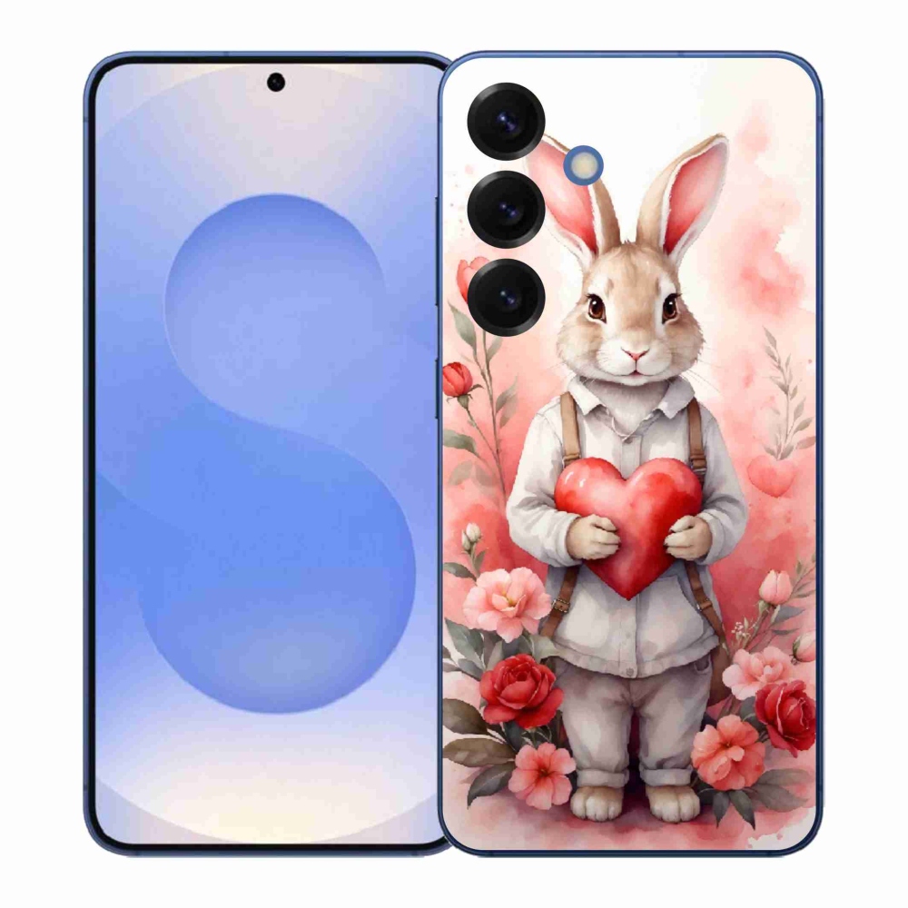 Gelový kryt mmCase na Samsung Galaxy S26+ - zajíc se srdíčkem