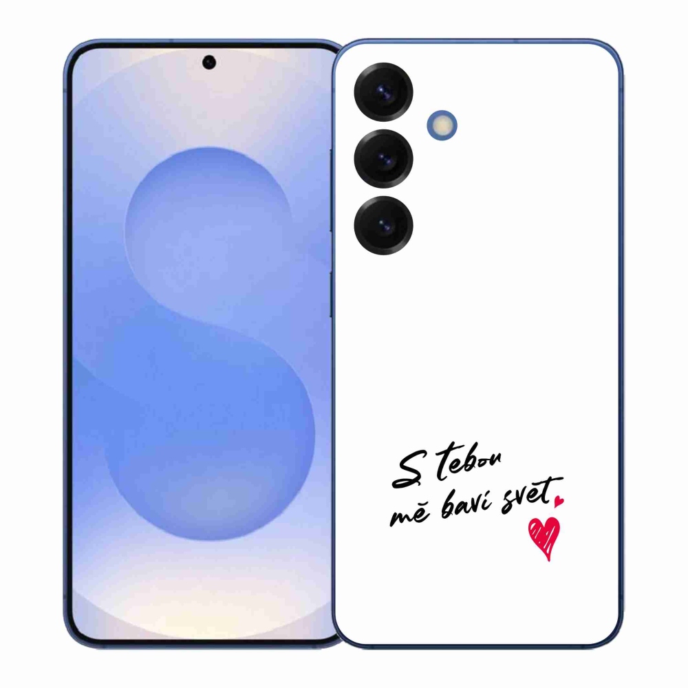 Gelový kryt mmCase na Samsung Galaxy S26+ - zamilovaný text 1 bílé pozadí