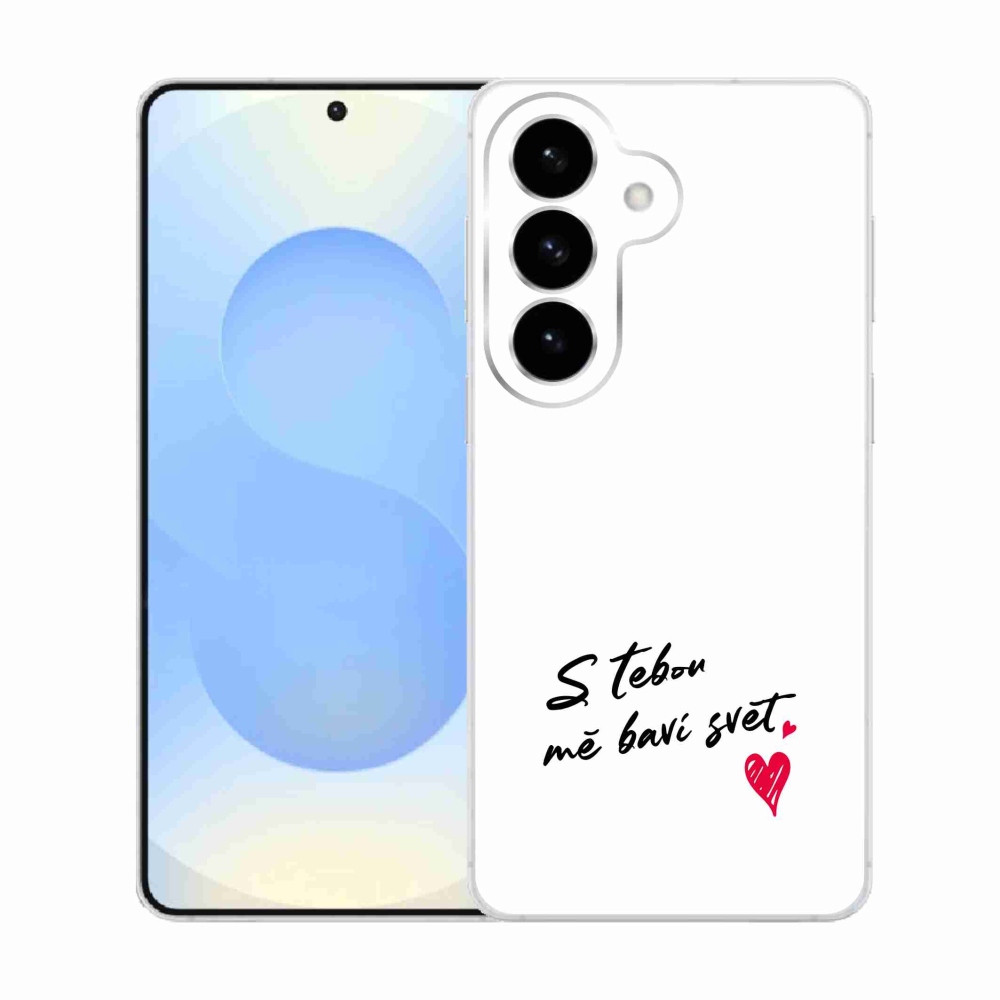 Gelový kryt mmCase na Samsung Galaxy S26  - zamilovaný text 1 bílé pozadí