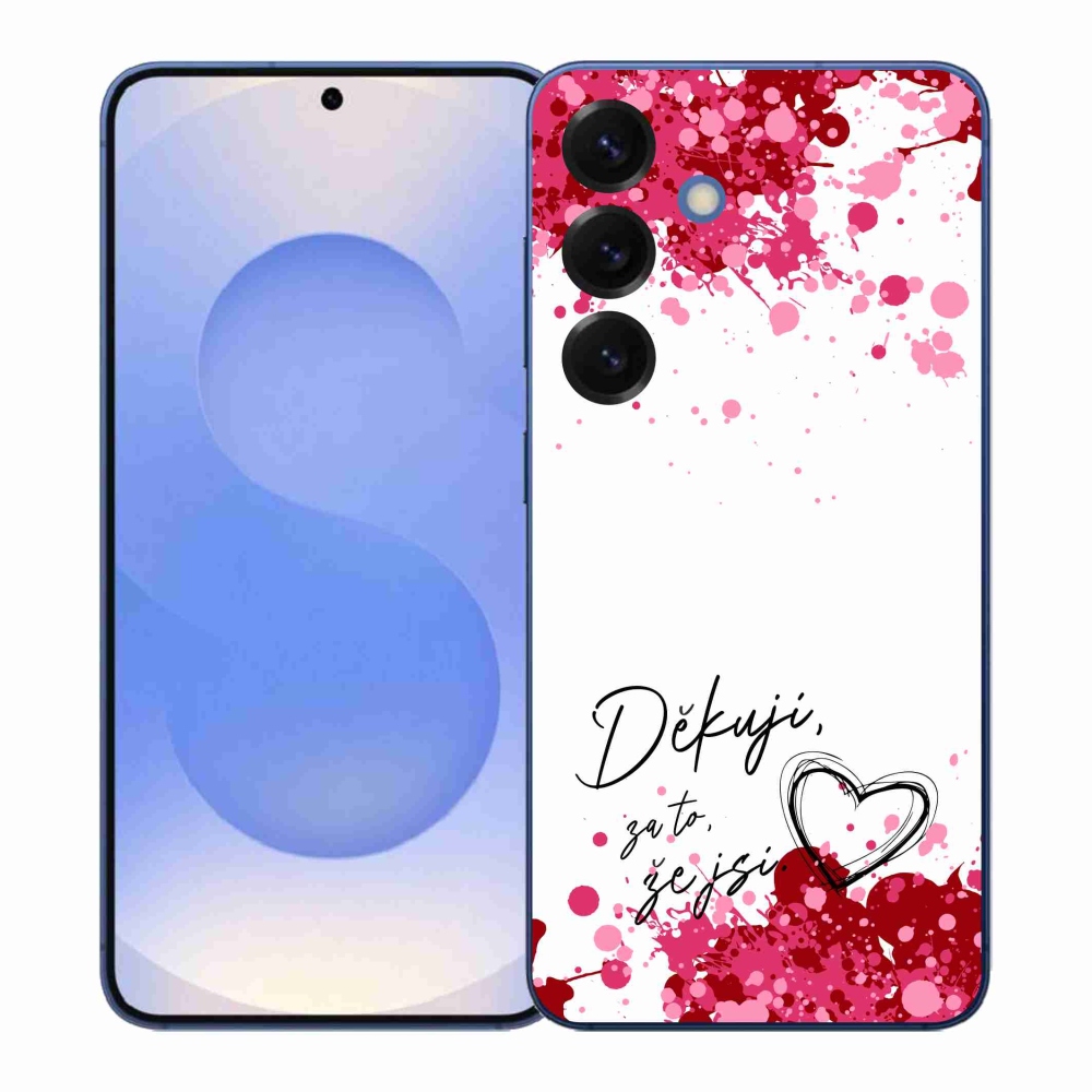 Gelový kryt mmCase na Samsung Galaxy S26+ - zamilovaný text 2 bílé pozadí