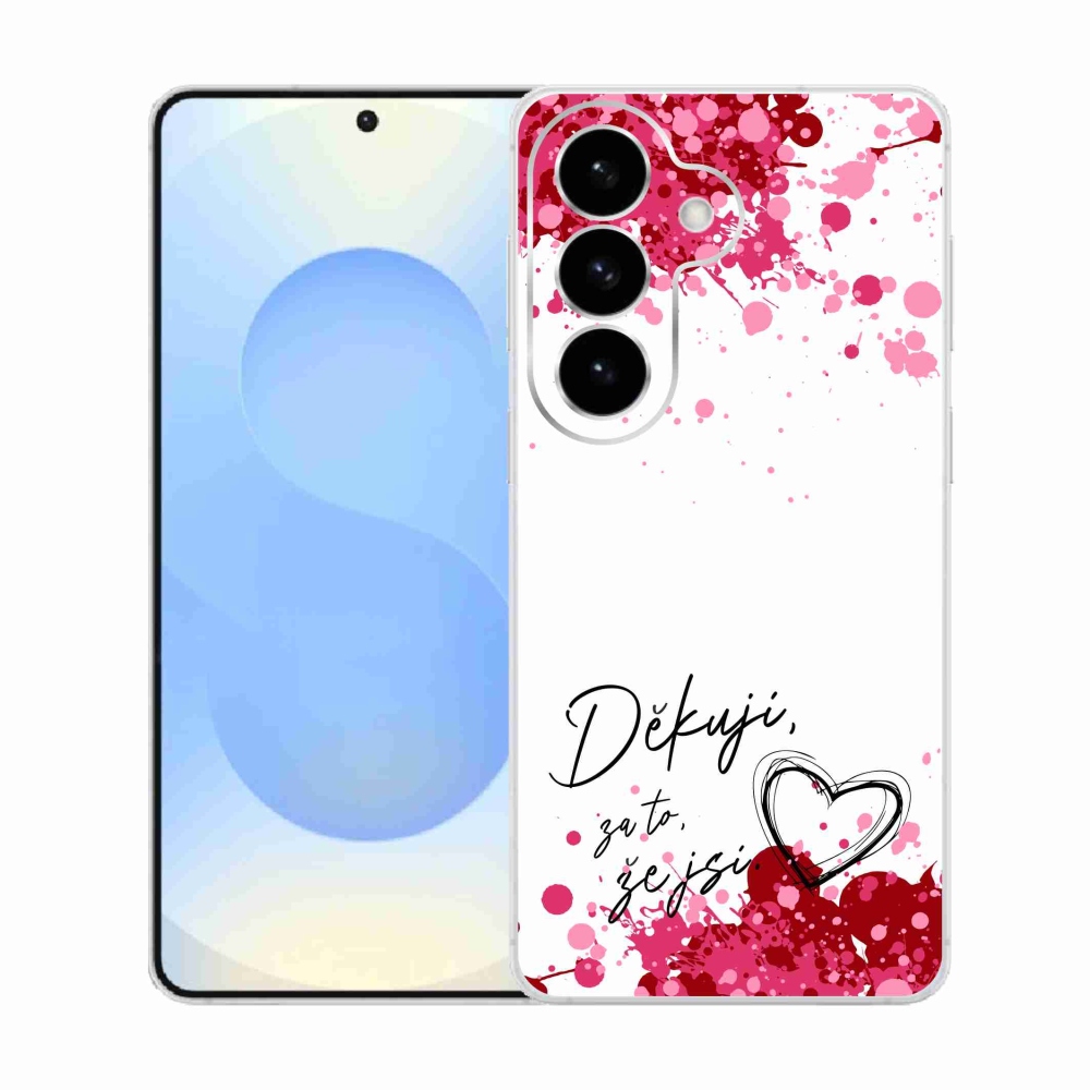 Gelový kryt mmCase na Samsung Galaxy S26  - zamilovaný text 2 bílé pozadí