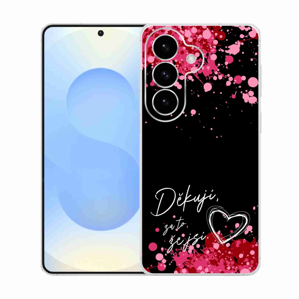 Gelový kryt mmCase na Samsung Galaxy S26  - zamilovaný text 2 černé pozadí