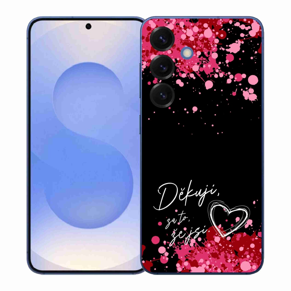 Gelový kryt mmCase na Samsung Galaxy S26+ - zamilovaný text 2 černé pozadí