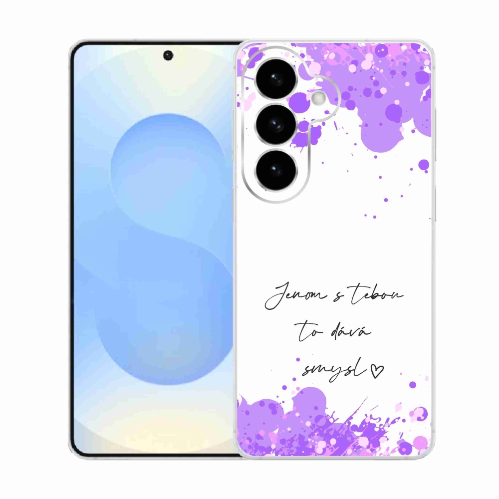 Gelový kryt mmCase na Samsung Galaxy S26  - zamilovaný text bílé pozadí