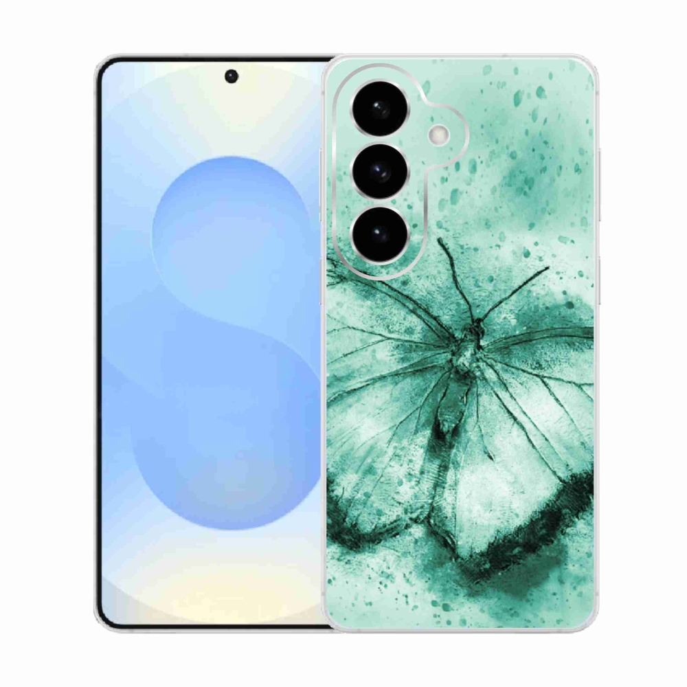 Gelový kryt mmCase na Samsung Galaxy S26  - zelený motýl