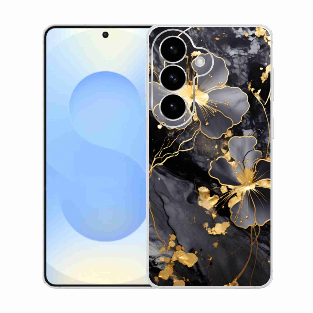 Gelový kryt mmCase na Samsung Galaxy S26  - zlaté květy