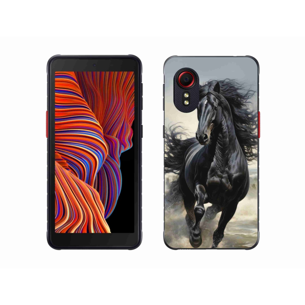 Gelový kryt mmCase na Samsung Galaxy Xcover 5 - běžící černý kůň