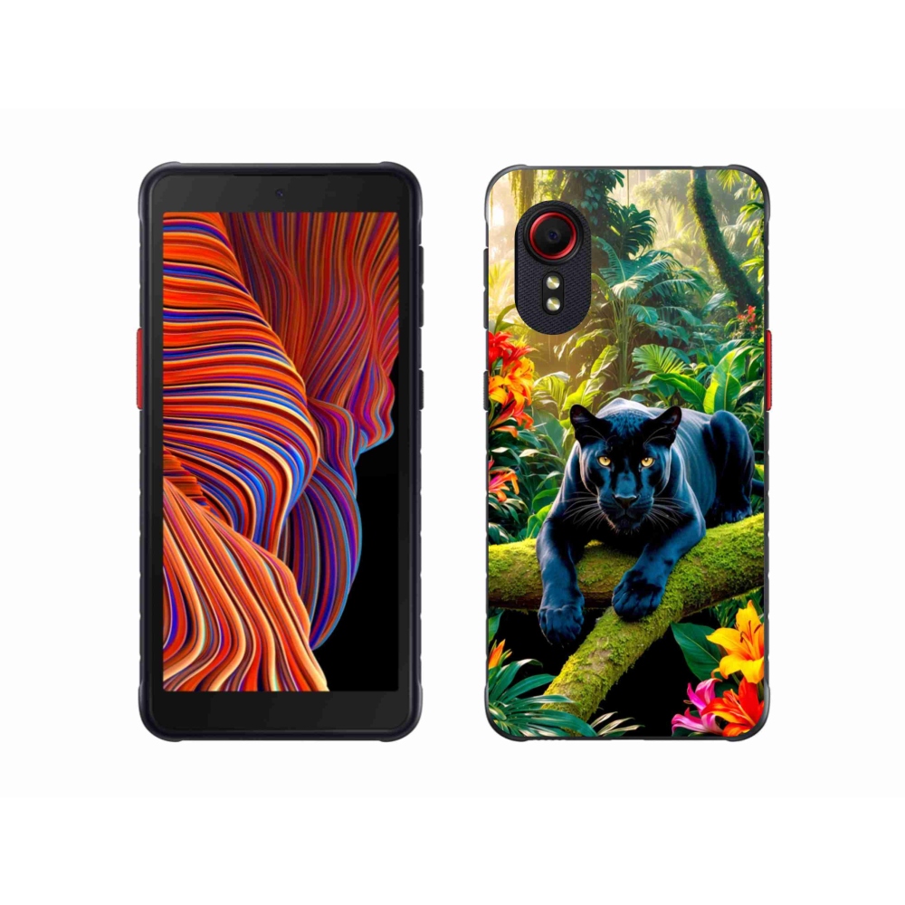 Gelový kryt mmCase na Samsung Galaxy Xcover 5 - černý panter v džungli