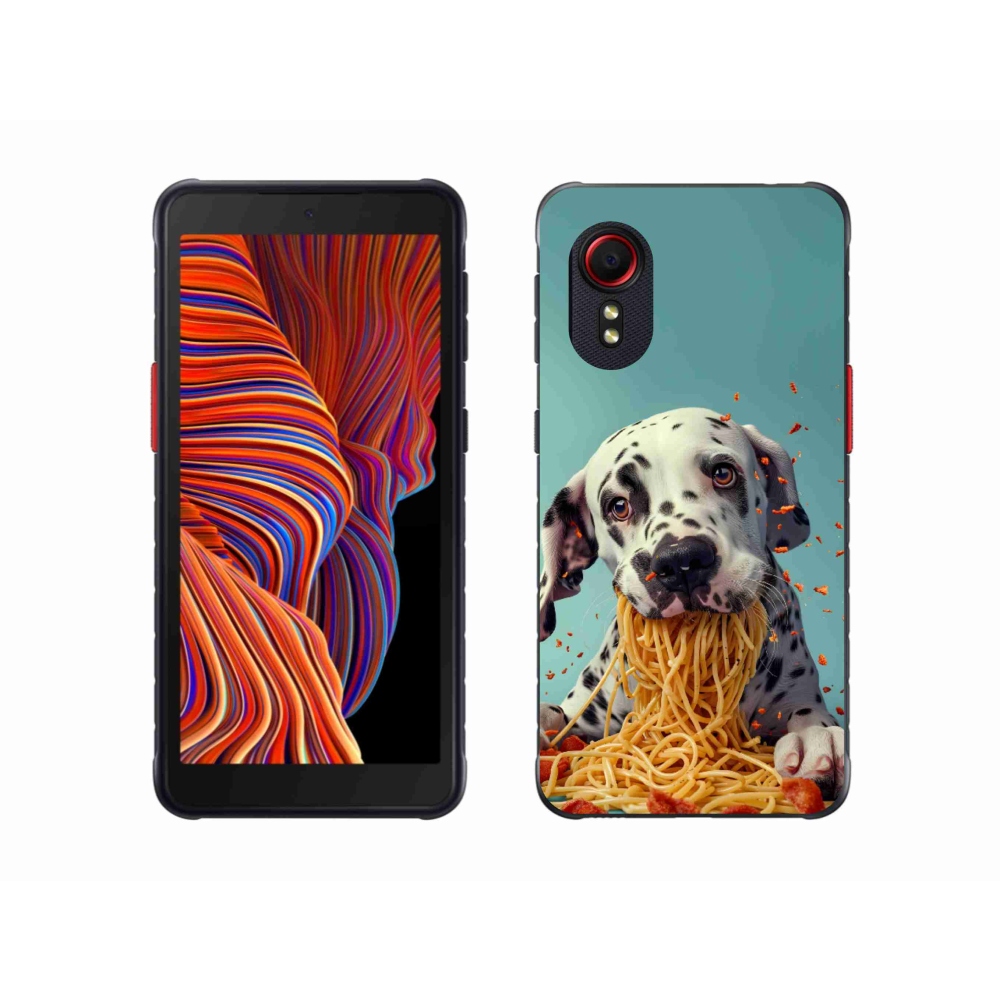 Gelový kryt mmCase na Samsung Galaxy Xcover 5 - dalmatin a špagety