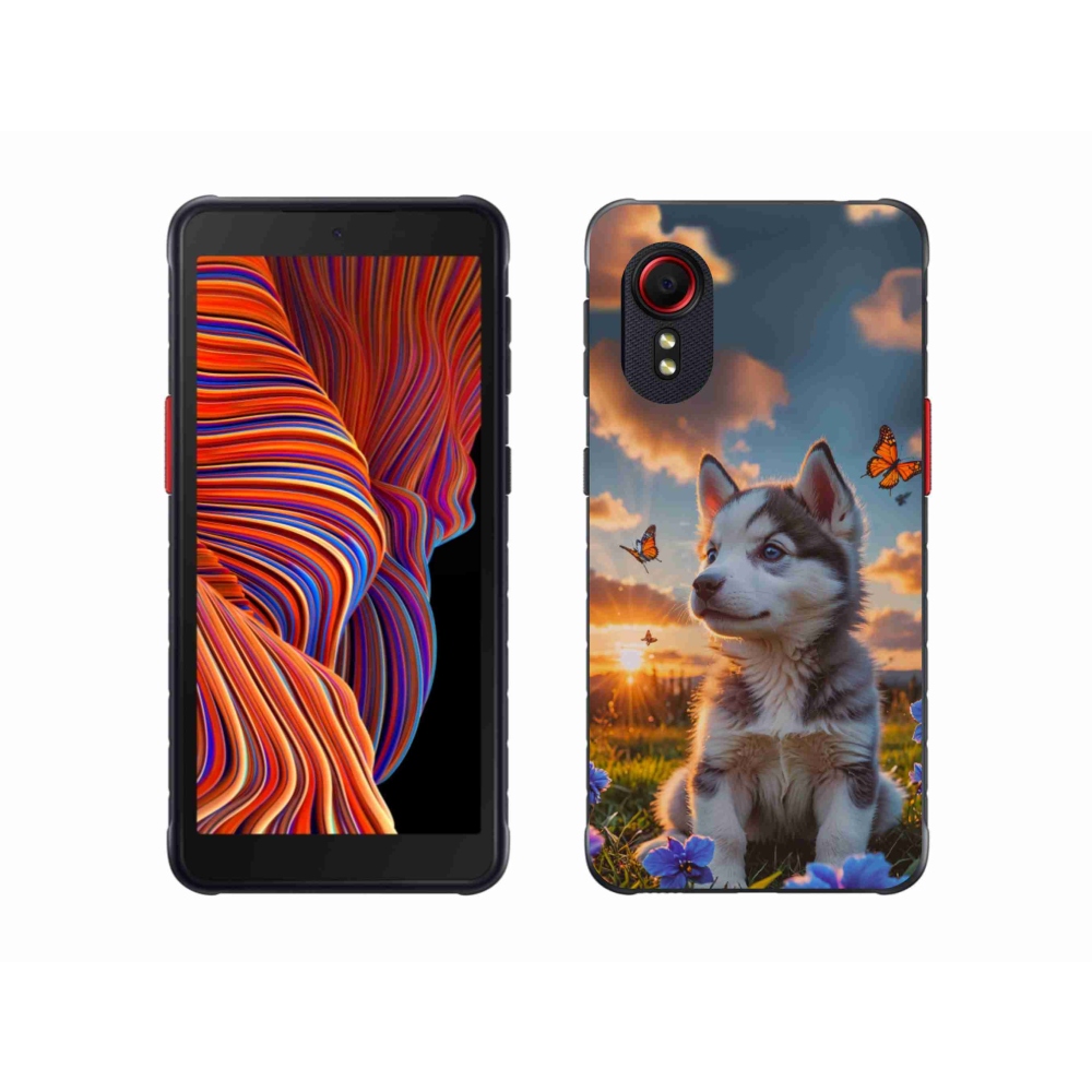 Gelový kryt mmCase na Samsung Galaxy Xcover 5 - husky při západu slunce