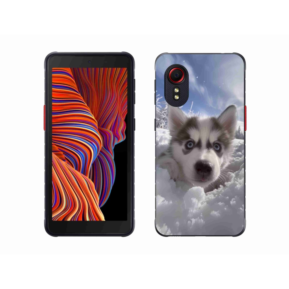 Gelový kryt mmCase na Samsung Galaxy Xcover 5 - husky ve sněhu