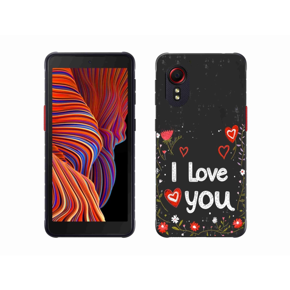 Gelový kryt mmCase na Samsung Galaxy Xcover 5 - I love you černé pozadí