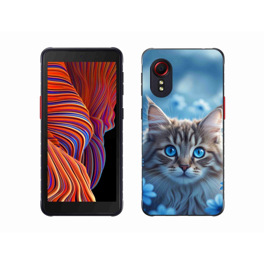 Gelový kryt mmCase na Samsung Galaxy Xcover 5 - koťátko v modrých květech