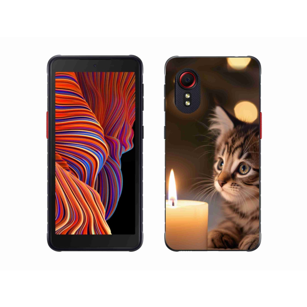 Gelový kryt mmCase na Samsung Galaxy Xcover 5 - kotě a svíčka