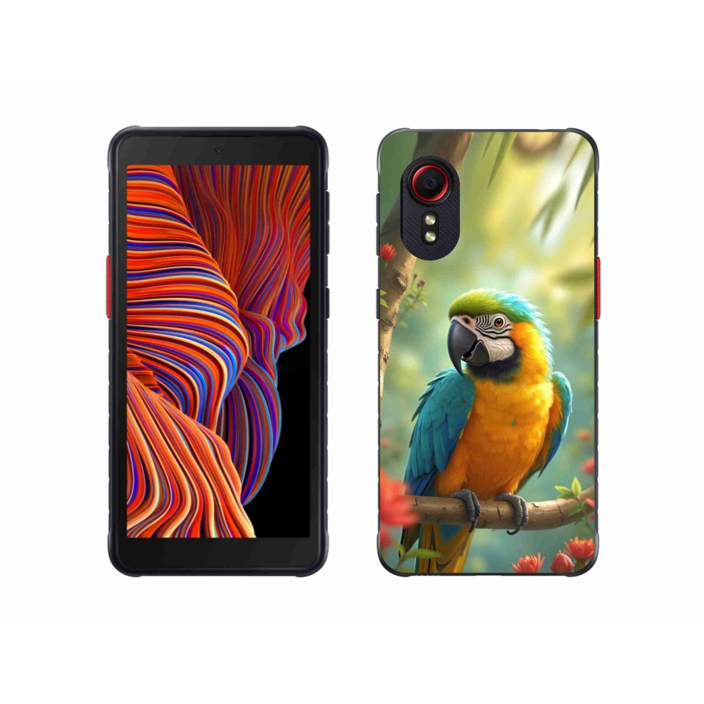 Gelový kryt mmCase na Samsung Galaxy Xcover 5 - papoušek ara modrožlutá