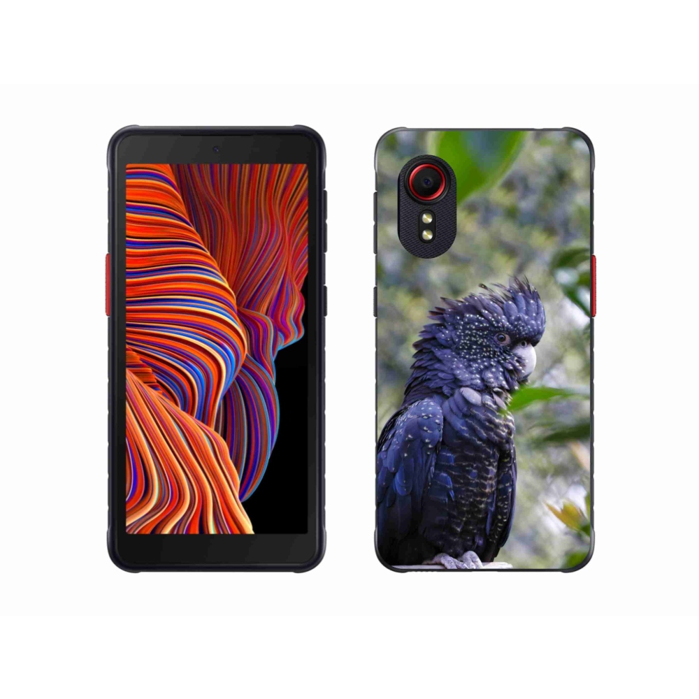 Gelový kryt mmCase na Samsung Galaxy Xcover 5 - papoušek kakadu černý