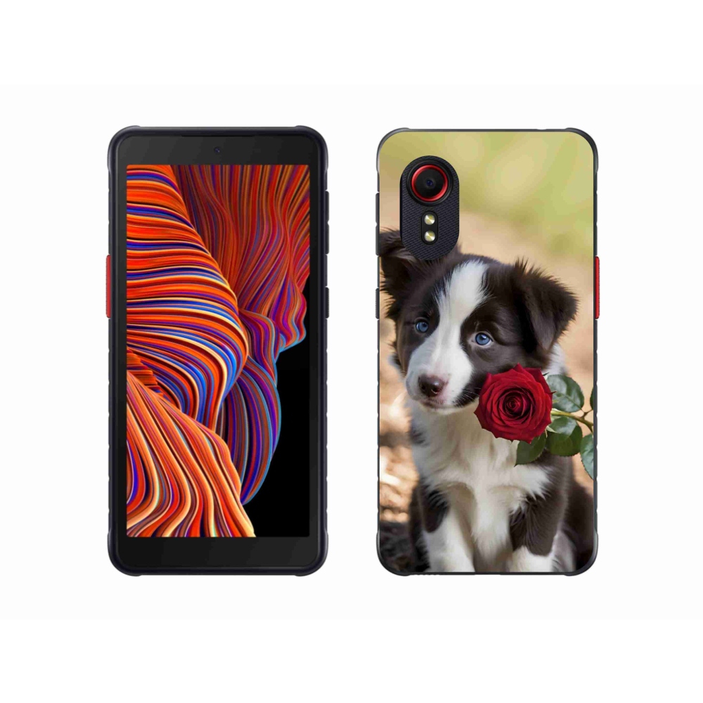 Gelový kryt mmCase na Samsung Galaxy Xcover 5 - roztomilá border kolie s růží