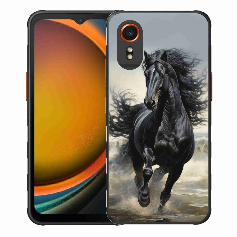 Gelový kryt mmCase na Samsung Galaxy Xcover 7 - běžící černý kůň