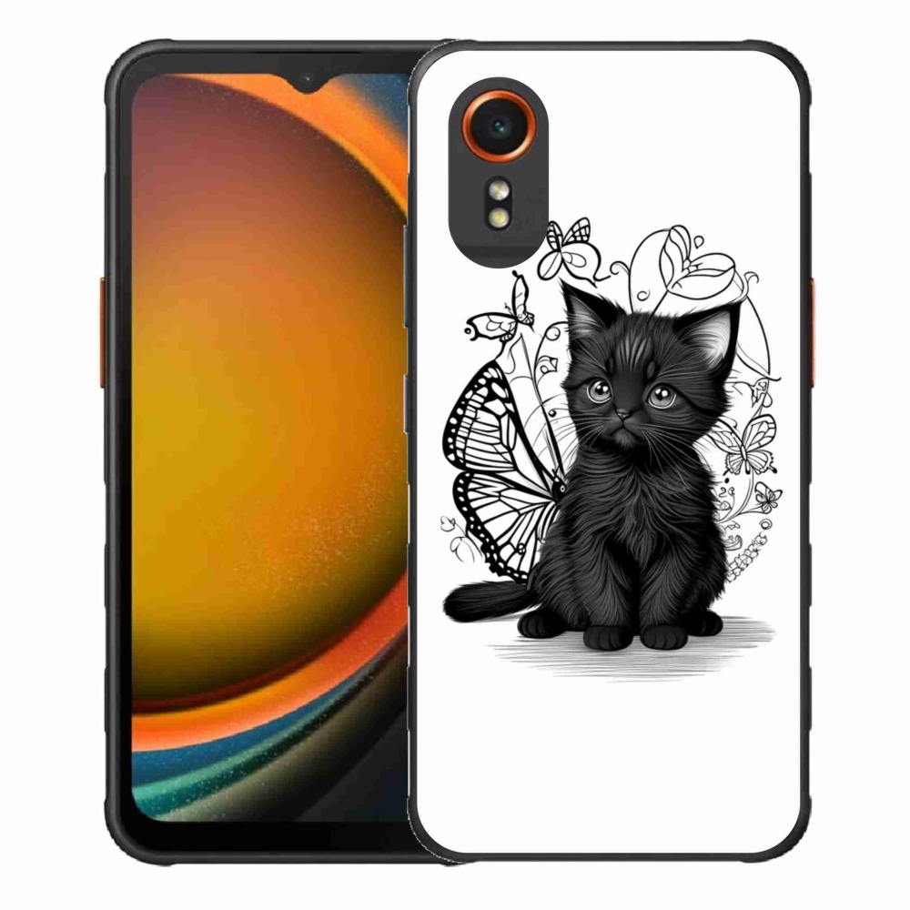 Gelový kryt mmCase na Samsung Galaxy Xcover 7 - černé kotě