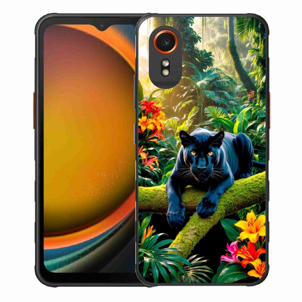 Gelový kryt mmCase na Samsung Galaxy Xcover 7 - černý panter v džungli