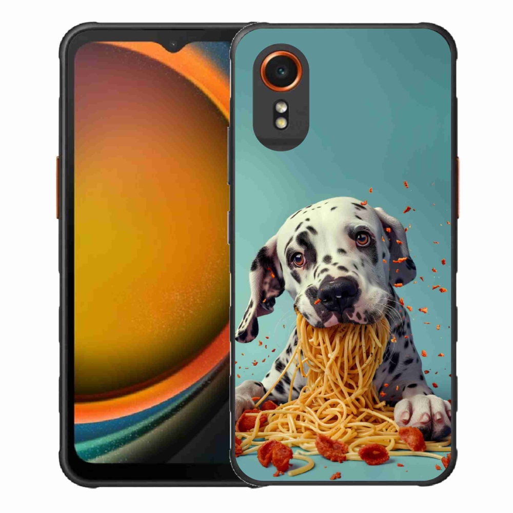 Gelový kryt mmCase na Samsung Galaxy Xcover 7 - dalmatin a špagety