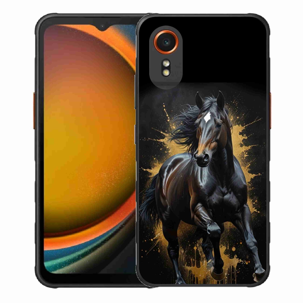 Gelový kryt mmCase na Samsung Galaxy Xcover 7 - elegantní černý hřebec