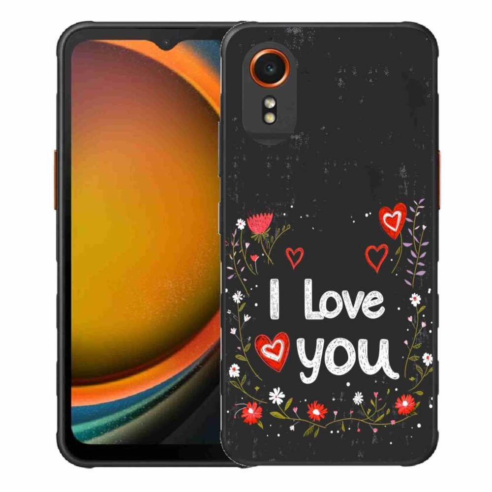 Gelový kryt mmCase na Samsung Galaxy Xcover 7 - I love you černé pozadí