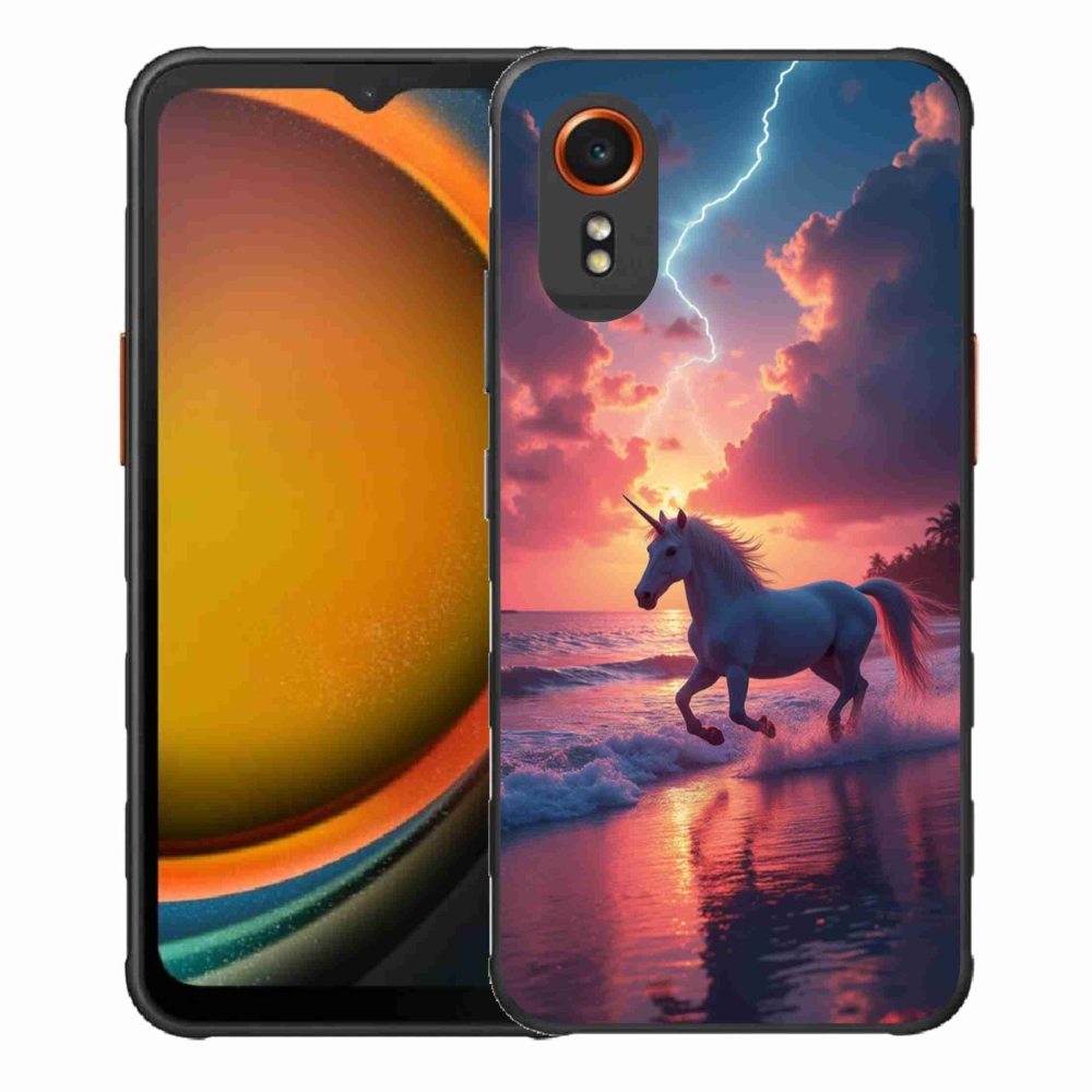 Gelový kryt mmCase na Samsung Galaxy Xcover 7 - jednorožec na pláži