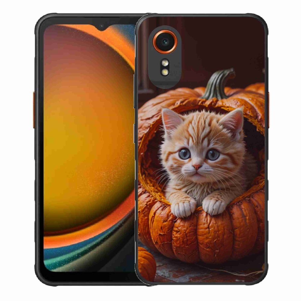 Gelový kryt mmCase na Samsung Galaxy Xcover 7 - kotě a dýně 2
