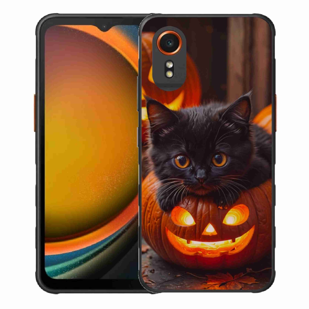 Gelový kryt mmCase na Samsung Galaxy Xcover 7 - kotě a dýně