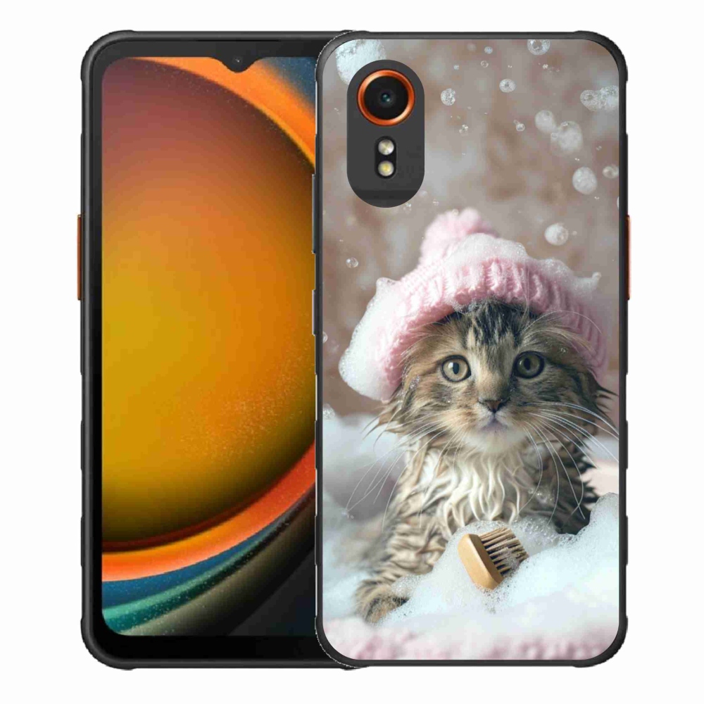 Gelový kryt mmCase na Samsung Galaxy Xcover 7 - kotě a koupel