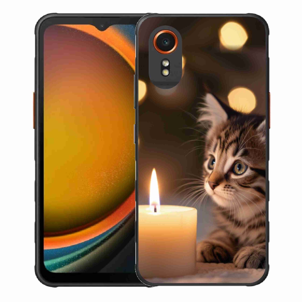Gelový kryt mmCase na Samsung Galaxy Xcover 7 - kotě a svíčka