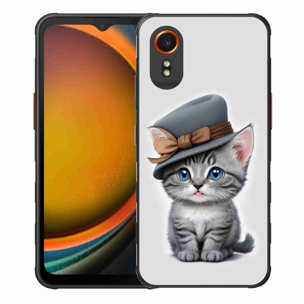 Gelový kryt mmCase na Samsung Galaxy Xcover 7 - kotě s kloboukem