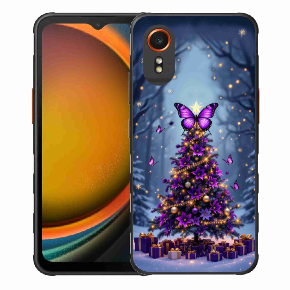 Gelový kryt mmCase na Samsung Galaxy Xcover 7 - motýlí vánoční stromek