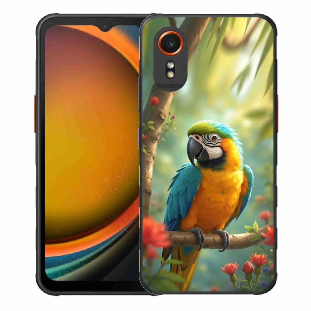Gelový kryt mmCase na Samsung Galaxy Xcover 7 - papoušek ara modrožlutá