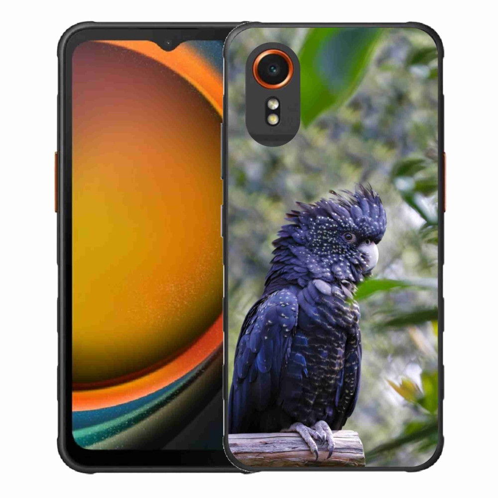Gelový kryt mmCase na Samsung Galaxy Xcover 7 - papoušek kakadu černý