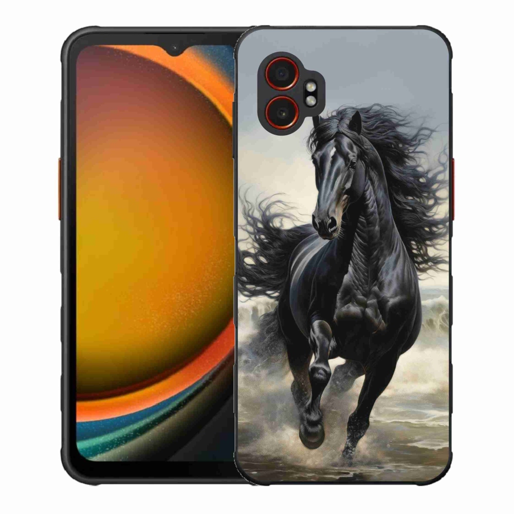 Gelový kryt mmCase na Samsung Galaxy Xcover 7 Pro - běžící černý kůň